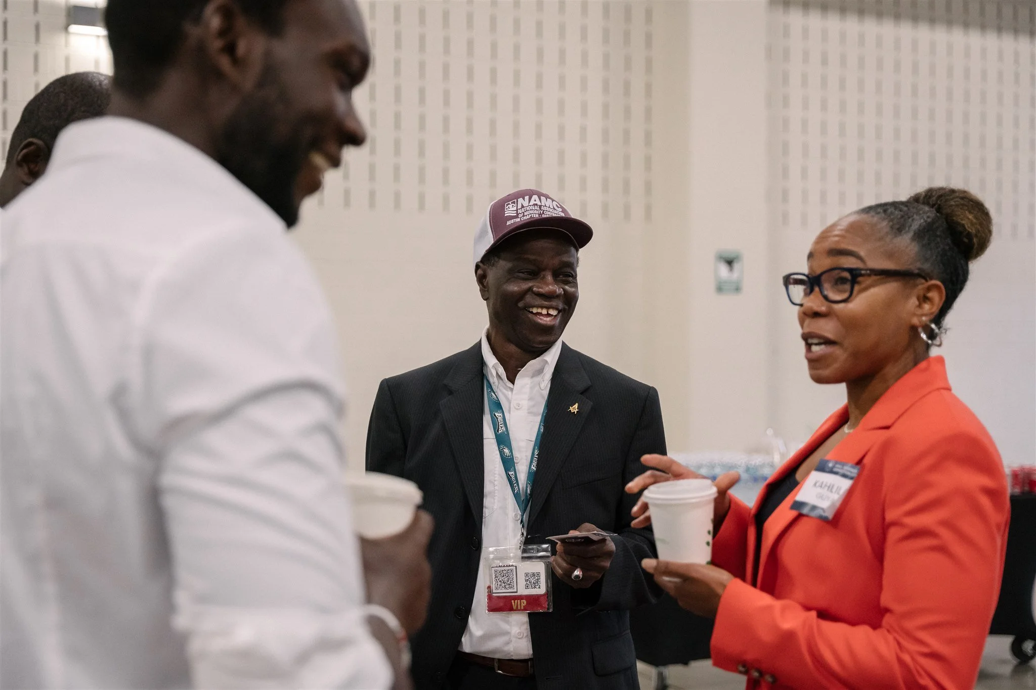 People in conversation during a corporate event